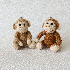 Crochet Little Monkey Amigurumi Monkey toy Keychain Charm Kawaii monkey keyring crochet zipper pull charm monkey stuffed gift