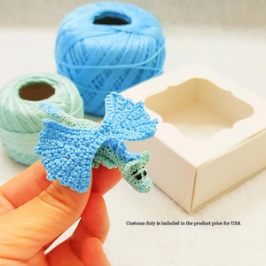 Micro Crochet Dragon Toys Amigurumi, Tiny Cute Things Fantasy Stuffed Animal Figurine, Dollhouse Miniature, Magical Art Dragon Lover Gift
