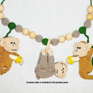 Kedja för barnvagn personliga apor babymobil hängande leksaker virkade barnvagnsgirlang dekoration bilbarnstol leksak barnvagnskedja leksakssnöre