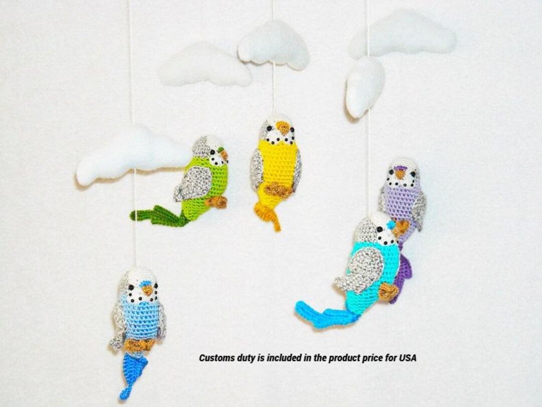 Baby Mobile Bird Crochet Bird Crib Unisex Nursery Decor Mobile Clouds ...