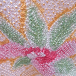 Mint/light cream lined, Ladies Silk Haori, Puckered, Handmade, True Vintage, Taisho Japan, 1 size, UK8-16, KyotoOriginal pink ojime ties