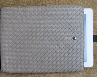 Gray/Grey /LEATHER/ intrecciato/ IPAD cover, for all ipads1-4/even the air/