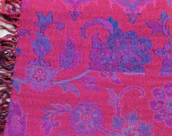 Paisley Kashmiri wool stoles in    Fuschia and 1 in light blue with fringes