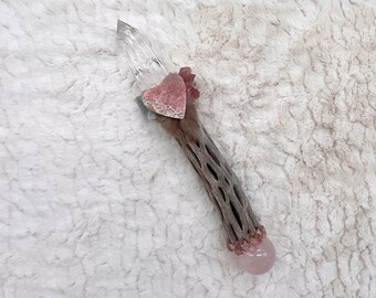 Cholla, Vogel Quartz, Rose Quartz, Rhodochrosite, Pink Amethyst, Chalcedony Tanzberry Quartz Shamanic Healing Wand Magic, Reiki, Self Love