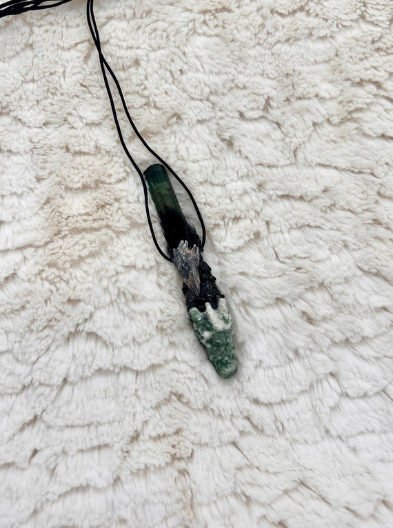 Do Not Purchase - Custom Made for Courtney - Moss Agate Dragon, Ayahuasca, Shamanic Traveling Magic Wand, OOAK, Mother Earth Healing Pendant