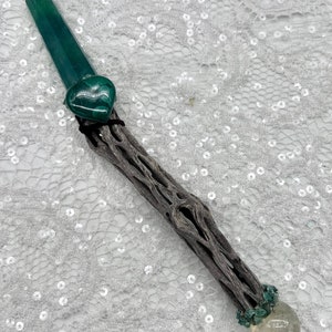 Heart Healing Wand, Aventurine Vogel, Citrine, Malachite, Emerald, Higher Consciousness, Spiritual Evolution image 2