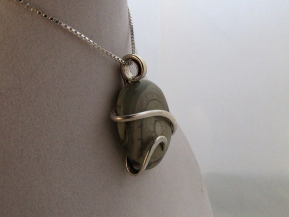 Imperial Jasper Stone Pendant Hand Wrapped in Silver by Isabella Roth