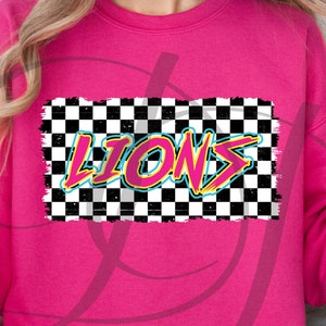 Lions Checkered Neon Graffiti Digital Download
