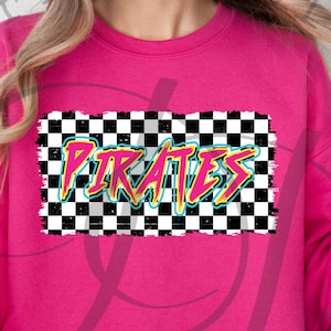 Pirates Checkered Neon Graffiti Digital Download
