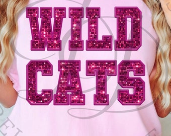 Wildcats Pink Out Faux Sequin Embroidery Digital Download
