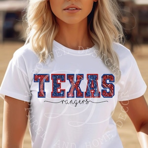 Texas Rangers Baseball Faux Glitter Faux Embroidery Digital Download