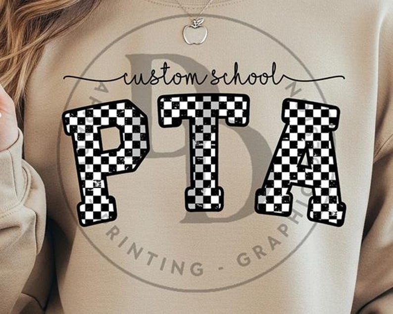 Pta Lettering CUSTOM PTA Checkered School Design Digital Download - Etsy