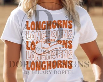 Longhorns Repeat with Cowboy Hat - Texas - Digital Download