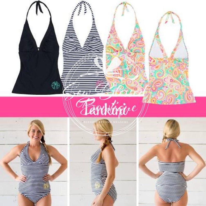 Women's 2pc Swimsuit Set / 2pc Tankini Set / Personalized Swimsuit / Monogrammed Swimsuits image 4