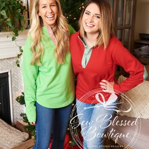 Damen Seersucker Borte Pullover / Damen Button Druckknopf Pullover / Monogrammed Pullover