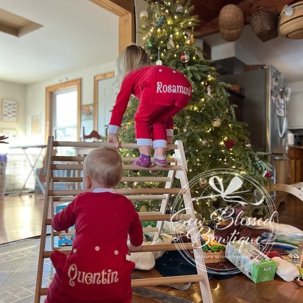 Christmas Personalized Pajamas * Personalized Butt Flap Pajamas * Drop seat Christmas Jammies