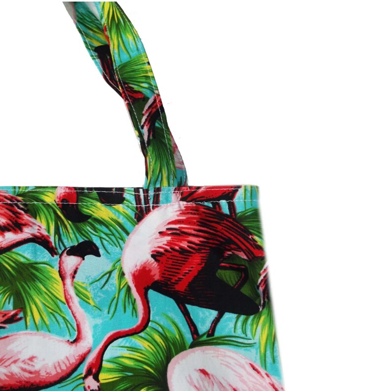 Retro Flamingo or Watermelon Print Tote Bag