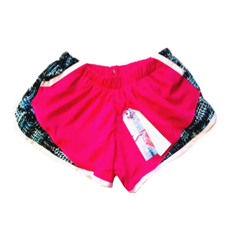 Hot Pink and Abstract Blue Print Pocket Sports Shorts
