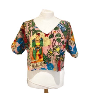 Frida Kahlo Print Cotton Boxy Blouse image 1