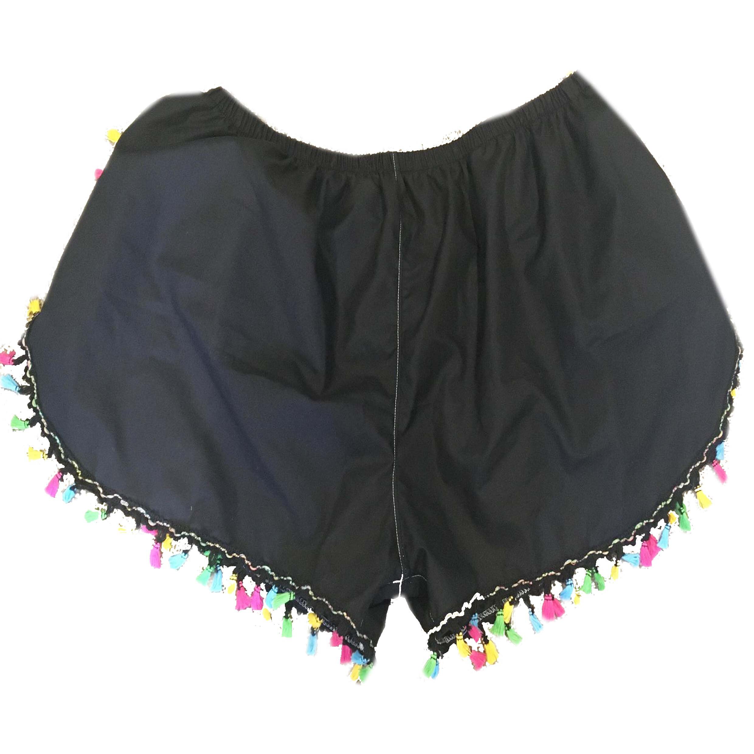 Black tassel shorts hotsell