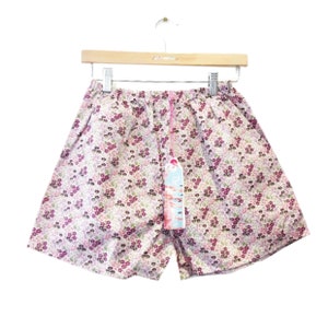 Lilac Floral Cotton High Waisted Shorts