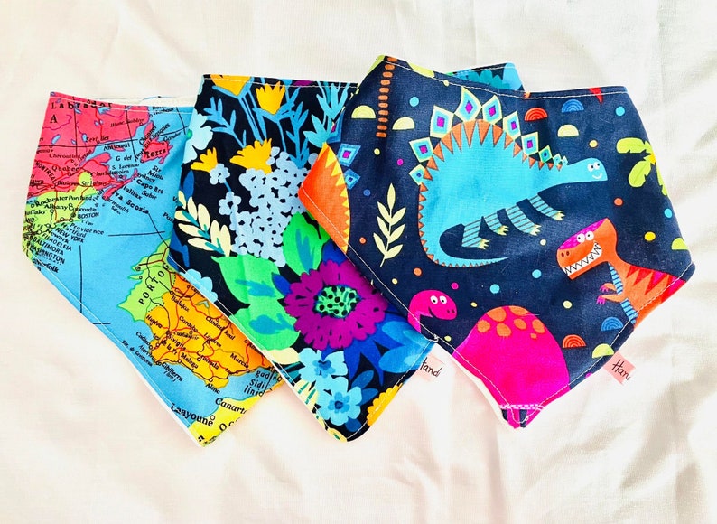 Vibrant Printed Baby Toddler Fabric Bandana Bibs image 1