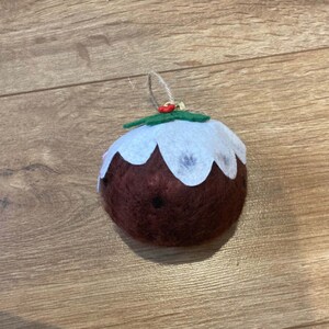 Handmade Needle Felted Christmas Pudding Decoration - Large