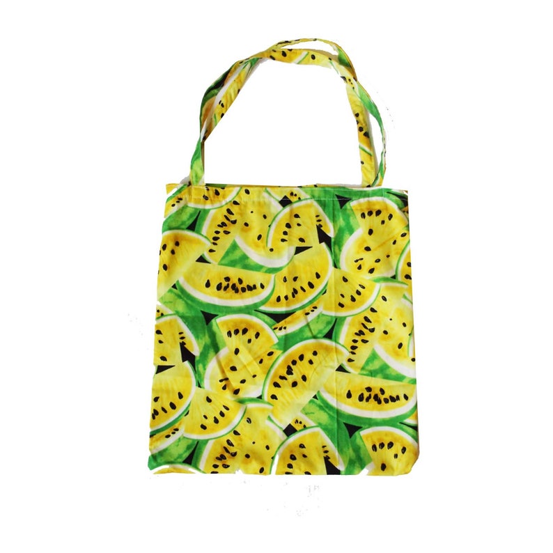 Retro Flamingo or Watermelon Print Tote Bag