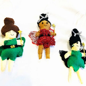Handmade Christmas Felt Fairy Tree Decorations