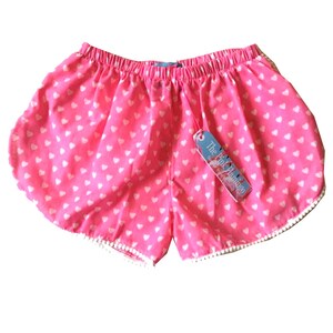 Pink Love Herz Print Pom Pom Shorts