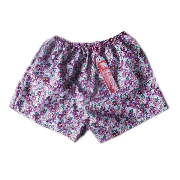 Purple Ditsy Floral Print HighWaisted Shorts