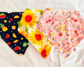 Bright Printed Baby Toddler Fabric Bandana Bibs