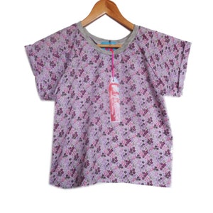 Purple Ditsy Print Raglan Sleeve Tee