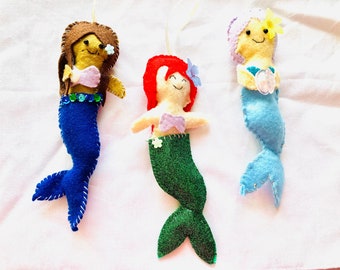 Handmade Felt Mermaid Decorations