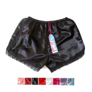Satin Shorts with Floral Lace Overlay