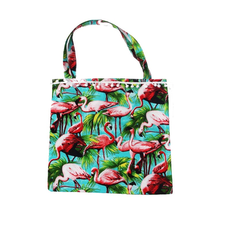 Retro Flamingo or Watermelon Print Tote Bag