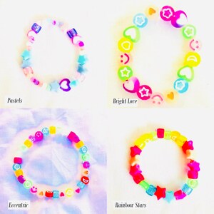 Pulseras de la amistad del arco iris con cuentas de plástico