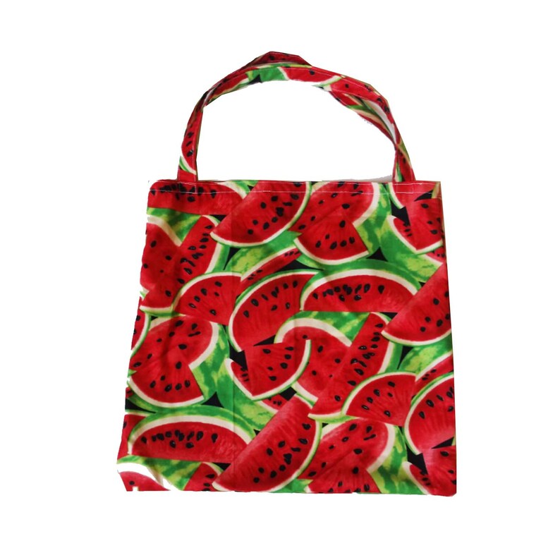 Retro Flamingo or Watermelon Print Tote Bag
