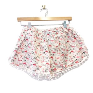 Ivory Flamingo Print Pom Pom Shorts image 3