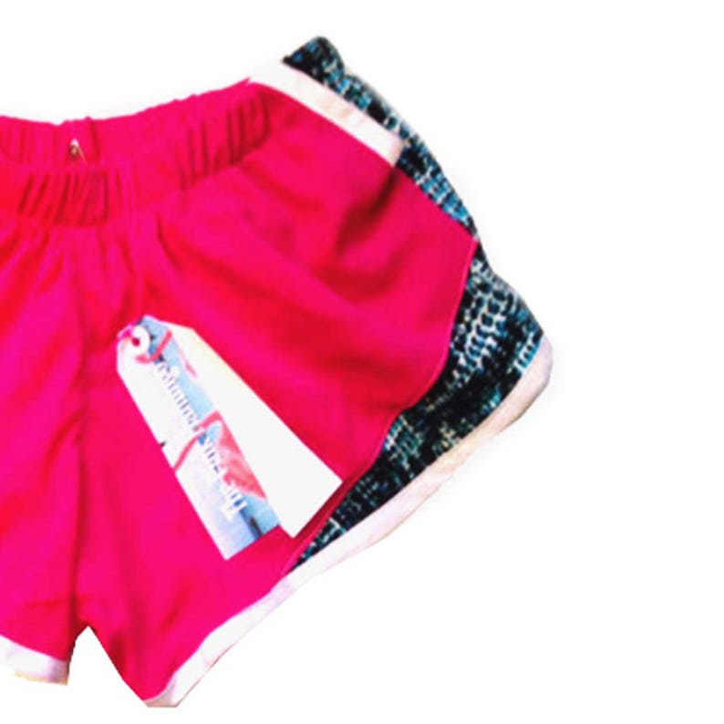 Hot Pink and Abstract Blue Print Pocket Sports Shorts