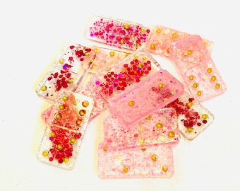 Handmade Resin Domino Set - Gift Sparkly, Pretty Toys and Games