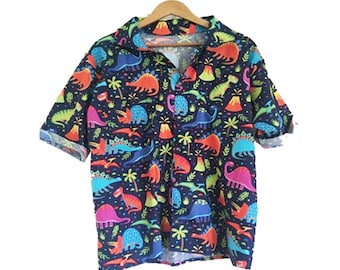 Men's Navy Dinosaur Print Shirt