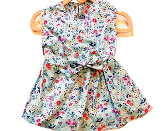 Pretty Floral Cotton Dress with Bow - Choose your fabric