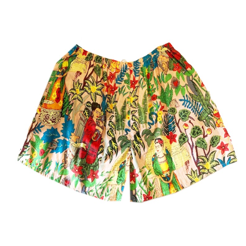 Frida Kahlo Print Cotton Basic Shorts image 4