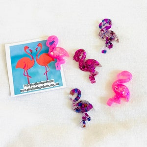 Handmade Resin Sparkly Pocket Hug Flamingo image 2