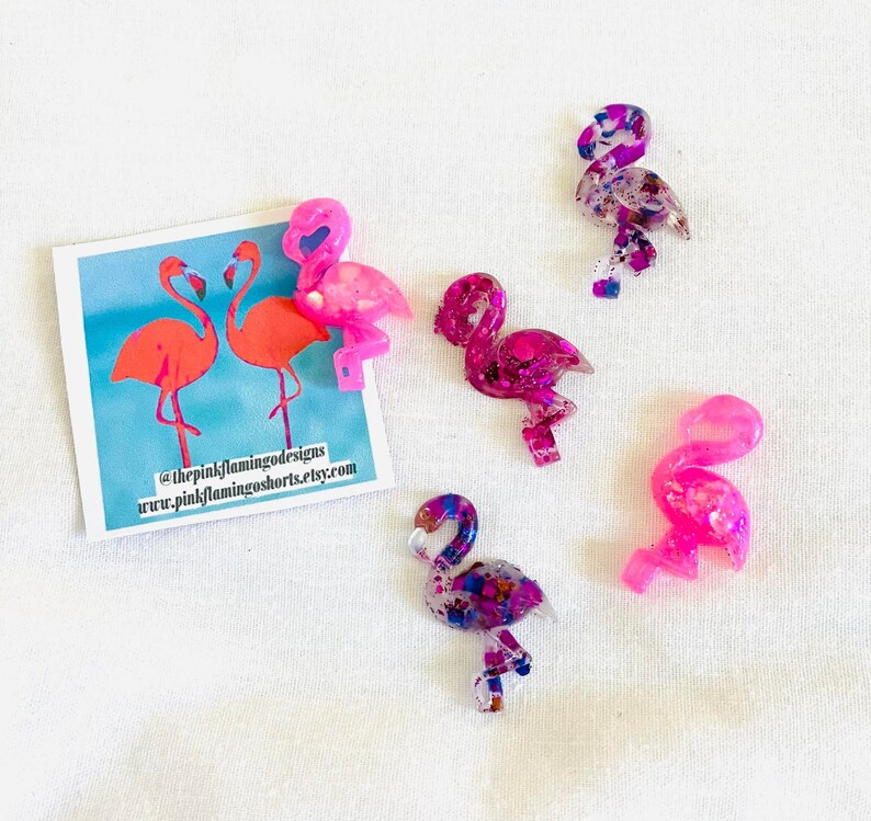 Handmade Resin Sparkly Pocket Hug Flamingo image 2