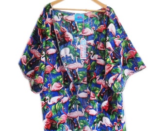 Retro Flamingo Print Slouchy Kimono