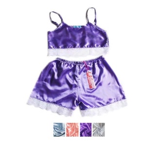 Satin Camisole and Lace Shorts Set