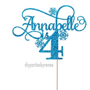 Cake Topper - Themed - 20+Colours - NEXT DAY POST - Frozen Elsa Snowflake - Any Name & Age