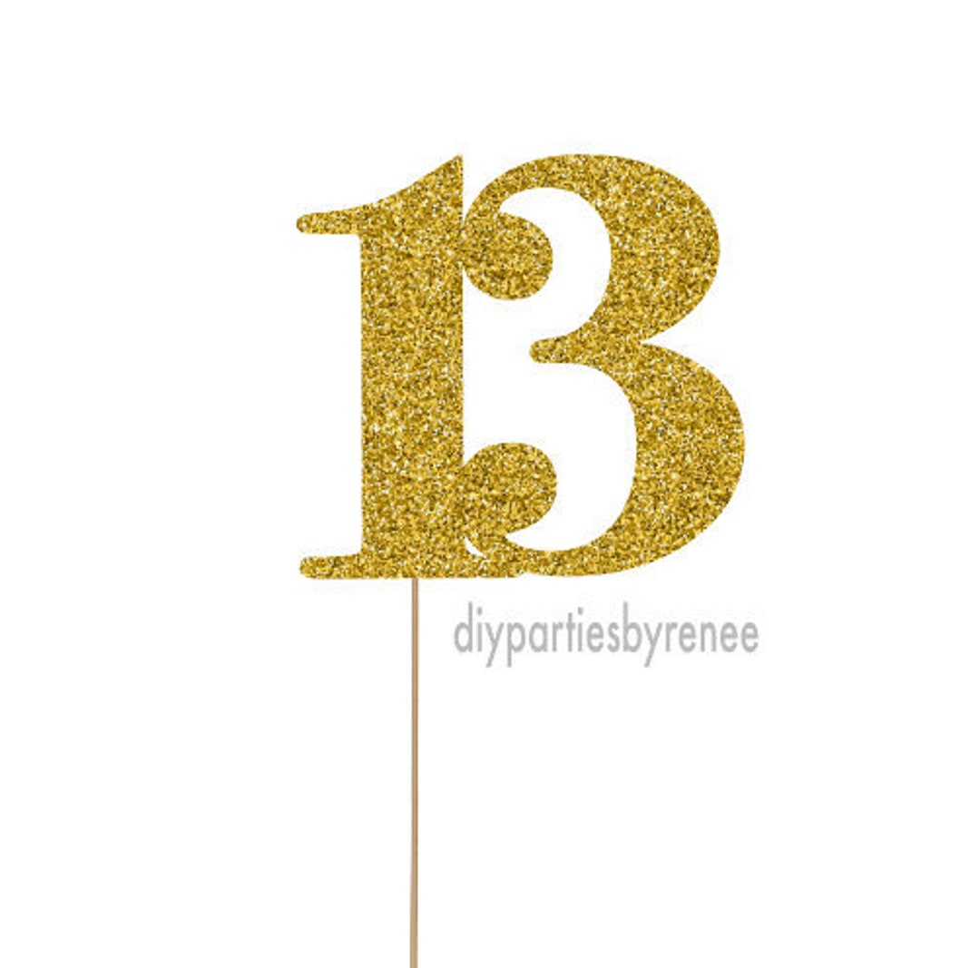 Cake Topper Birthday 20colours NEXT DAY POST Thirteen 13 - Etsy